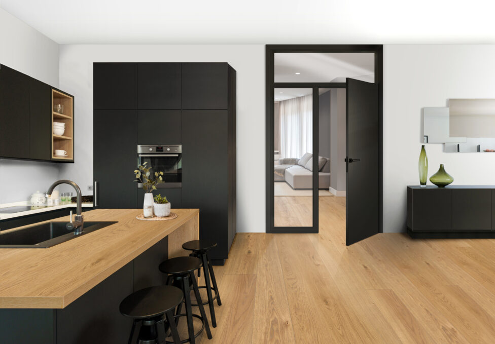 Milieu ASTRA Nano-Matt schwarz mit Seitenteil und Oberlicht